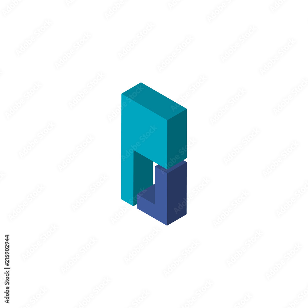 Fototapeta premium PJ or JP isometric right top view 3D icon