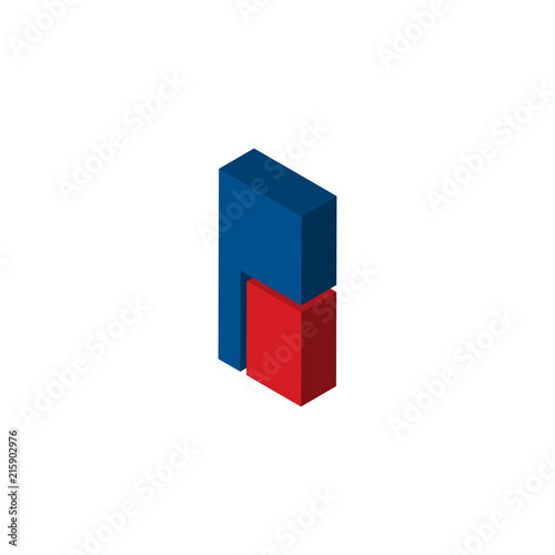 PO or OP isometric right top view 3D icon