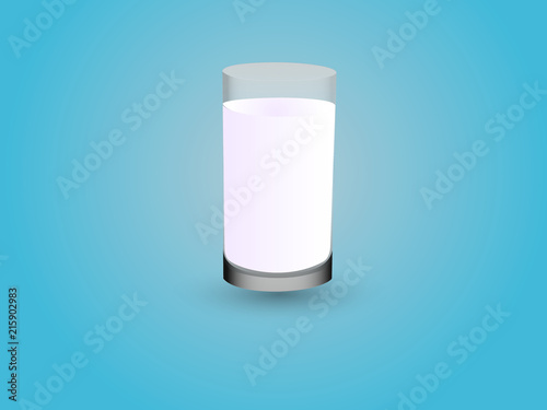A glass of hot milk on blue background vector illustration