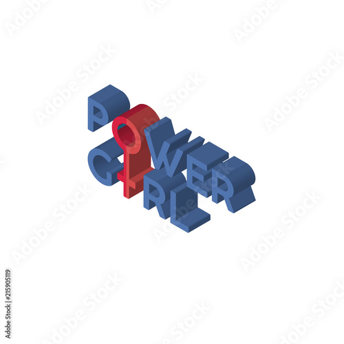 girl power isometric right top view 3D icon