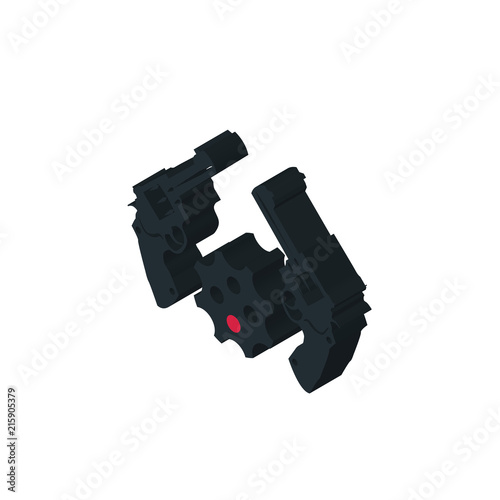 revolver isometric right top view 3D icon