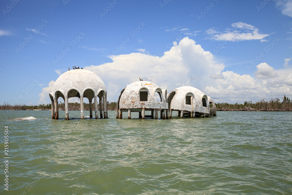 Blue sky over the Cape Romano dome house ruins Stock Photo | Adobe Stock