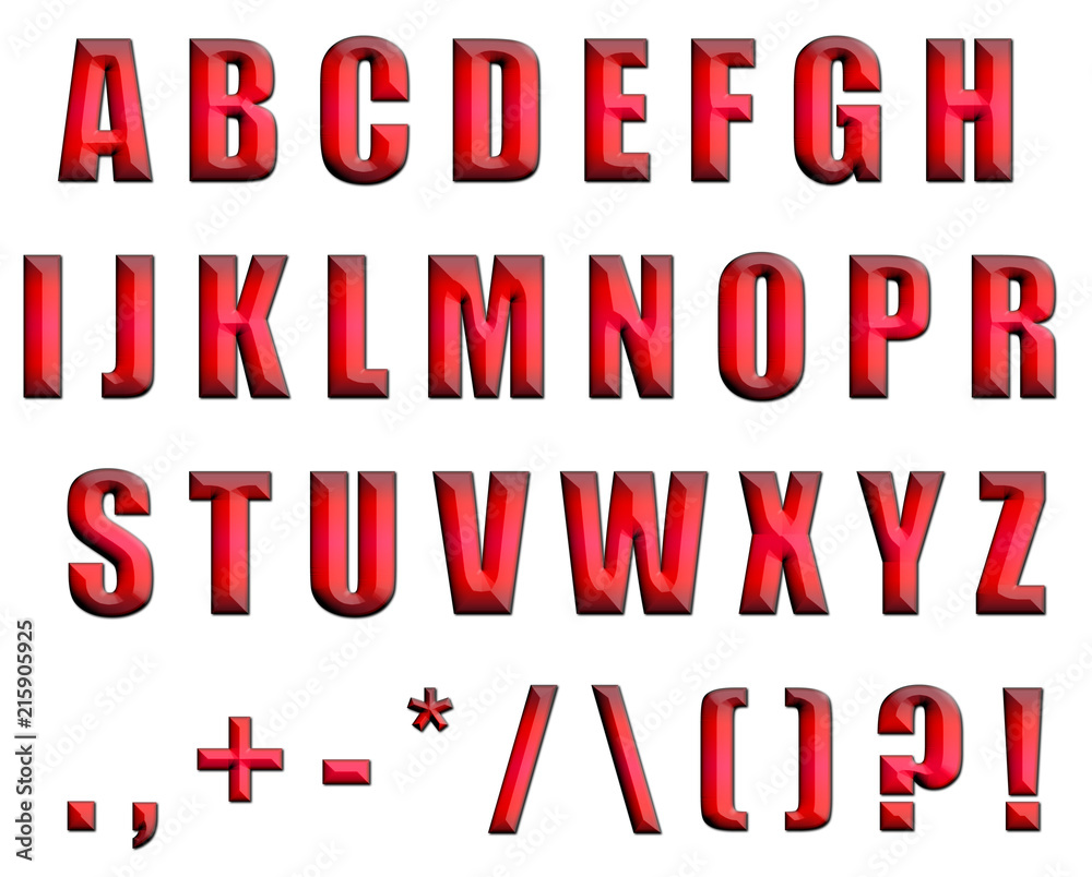 Alphabet with red texture for presentation design