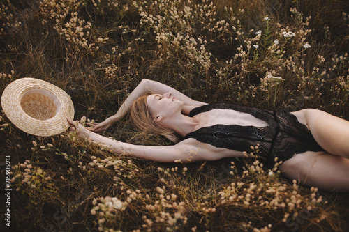 Summer portrait with beautiful blonde woman