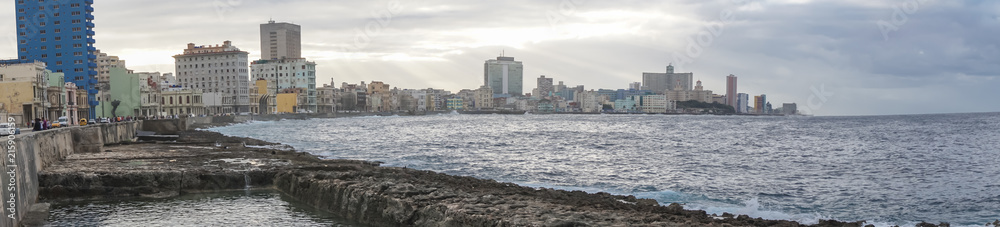 Naklejka premium Skyline aerial view with road by the beach