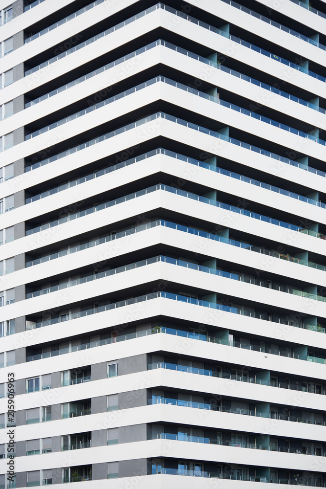High-rise building with balconies. High-rise building with balconies.