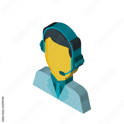 Telemarketer isometric right top view 3D icon