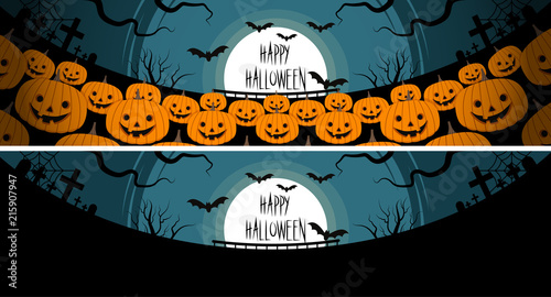 Halloween a lot of pumpkins in front of a full moon