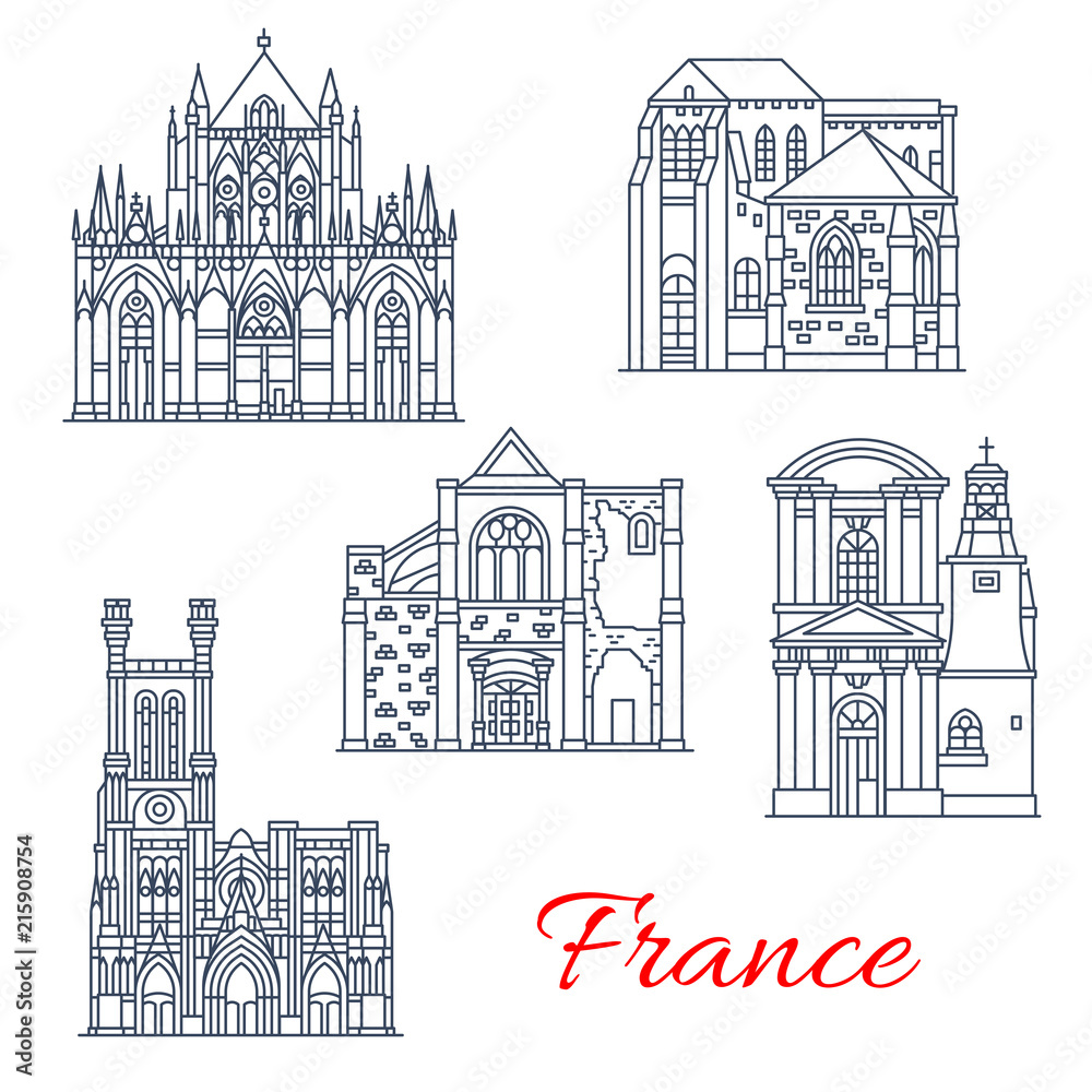France vector landmarks facades icons of Provence