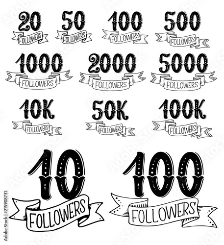 Vector social net follower numbers lettering