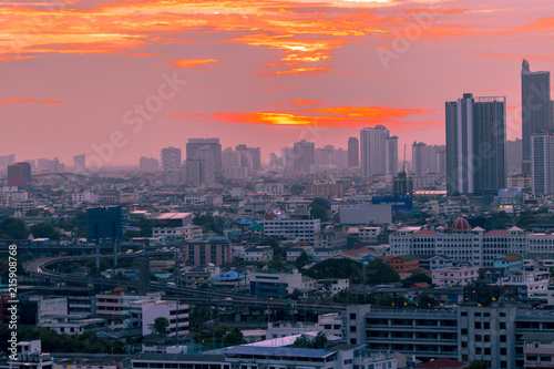 Bangkok  31 July 2018  light evening light  traffic on expressway  Din Daeng   Thailand