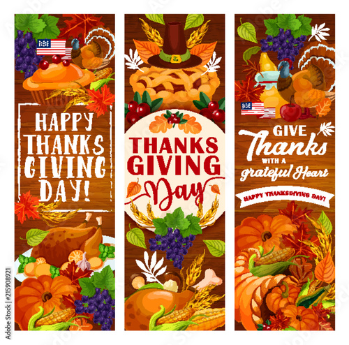 Thanksgiving Day greeting card of autumn holiday