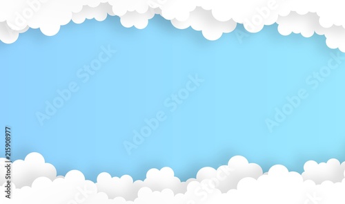 sky with cloud background, vector ,illustration, paper art style, copy space for text