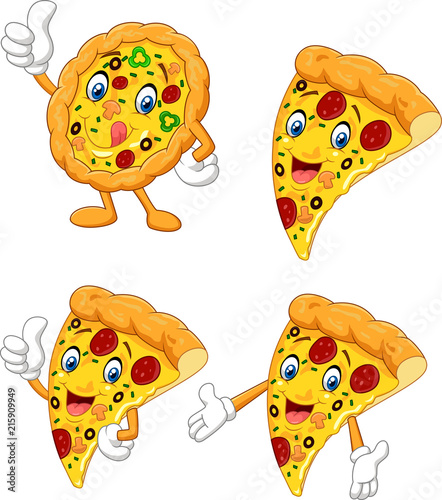 Cartoon funny pizza collection set
