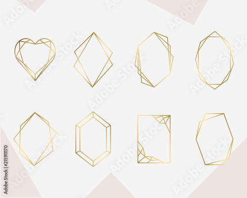 Luxury gold geometric frame collection. Design for wedding card, invitations, logo, book cover and poster