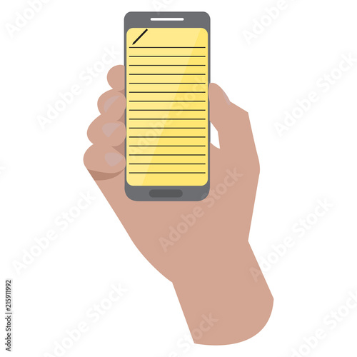 Hand holding a smartphone icon