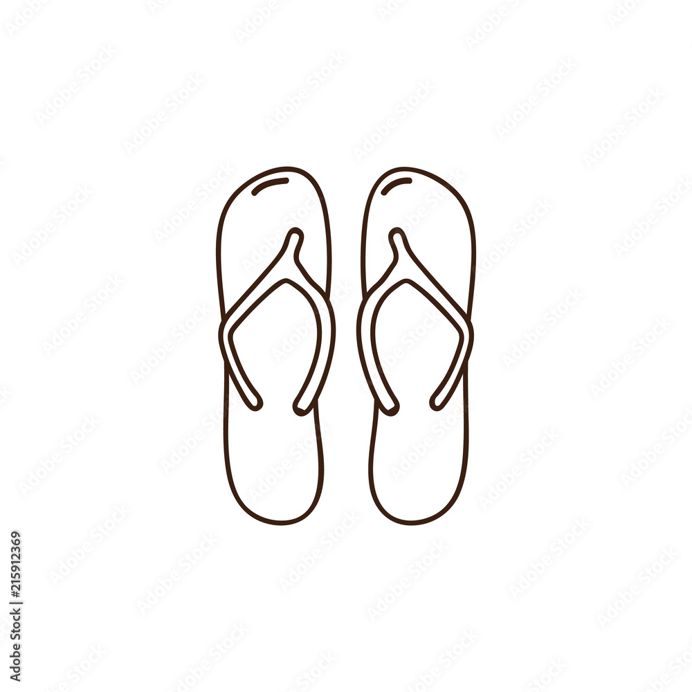 Pair of flipflops, beach slippers. Vector doodle sandals illustration.. Pair of flipflops, beach slippers. Vector doodle sandals illustration..