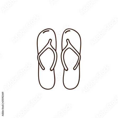 Pair of flipflops, beach slippers. Vector doodle sandals illustration..