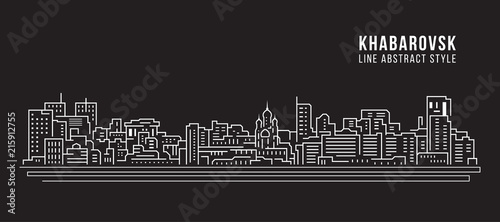 Cityscape Building Line art Vector Illustration design - Khabarovsk city