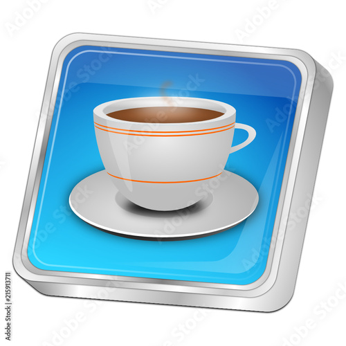 Button with a Cup of Coffee - 3D illustration