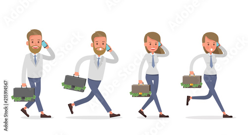 Set of Businessman and Businesswoman character vector design. Presentation in various action with emotions and working. no17