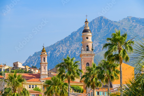 On the streets of the beautiful Mediterranean city of Menton. French Riviera. Cote d'Azur.
