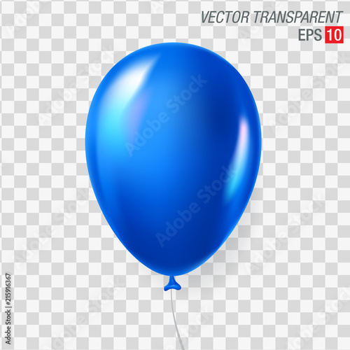 Bright blue shaped air balloon isolated on transparent background