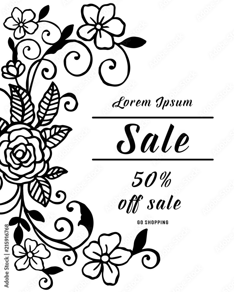 Design floral sale template hand drawn vector illustration Design floral sale template hand drawn vector illustration
