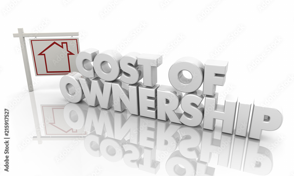 Cost of Ownership Home House Budget for Sale Sign 3d Illustration Cost of Ownership Home House Budget for Sale Sign 3d Illustration