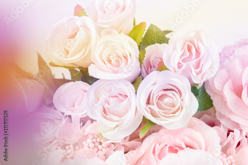 Sweet color fabric roses in soft style for background