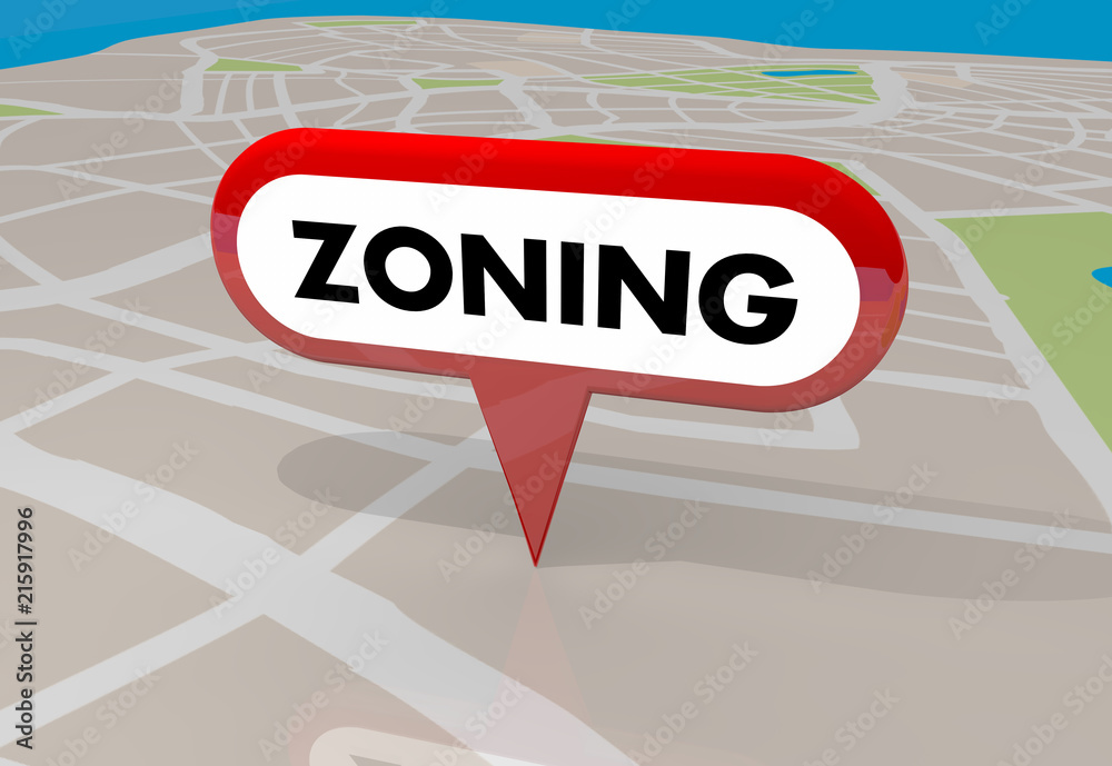 Wall Mural Zoning Ordinance Building Zones Map Pin 3d Illustration