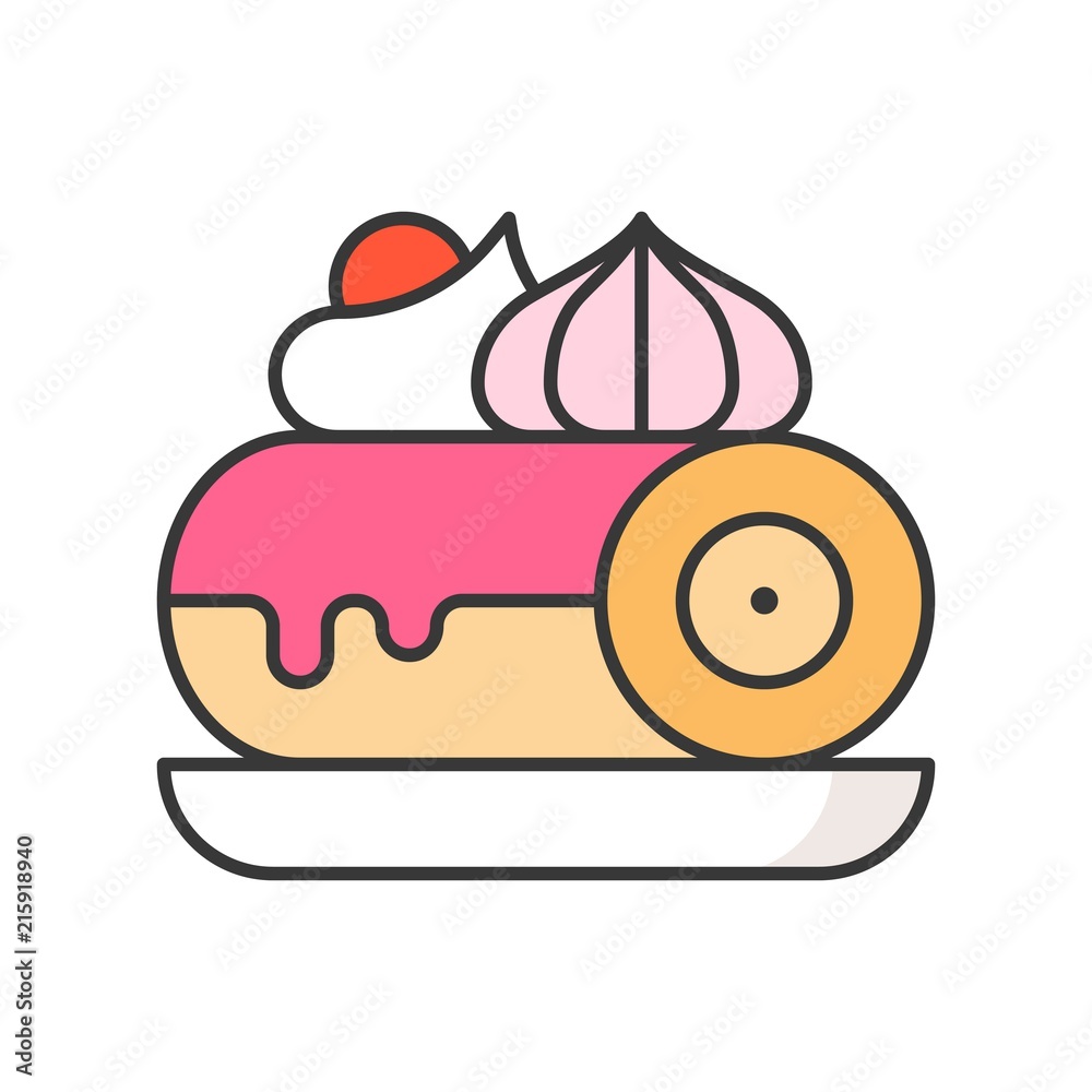 swiss roll, sweets and pastry set, filled outline icon swiss roll, sweets and pastry set, filled outline icon