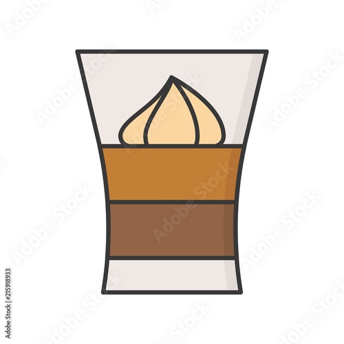 mousse in shot glass dessert, sweets and pastry set, filled outline icon
