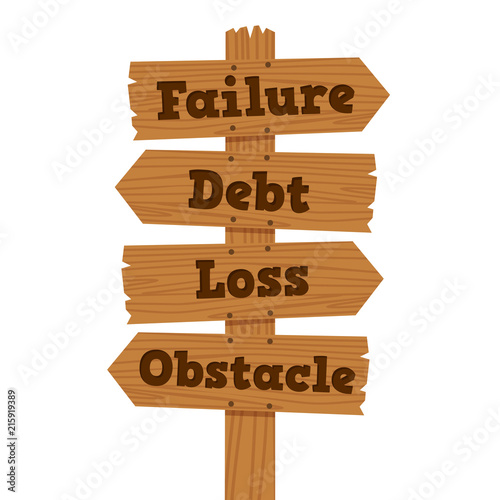 Failure Debt Wooden Signs