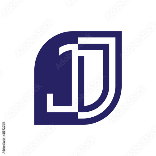 JD initial letter emblem logo negative space