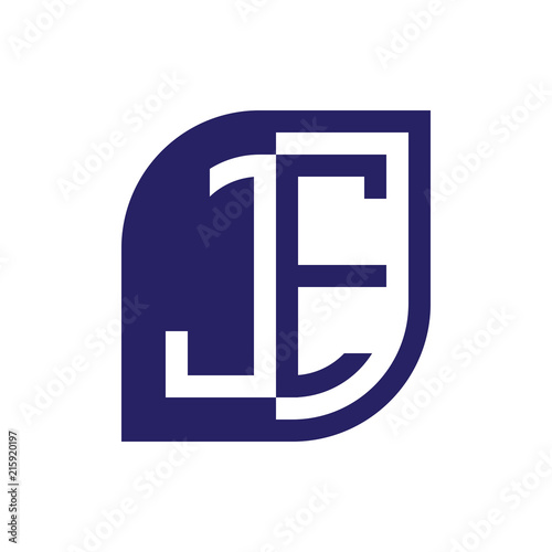 JE initial letter emblem logo negative space