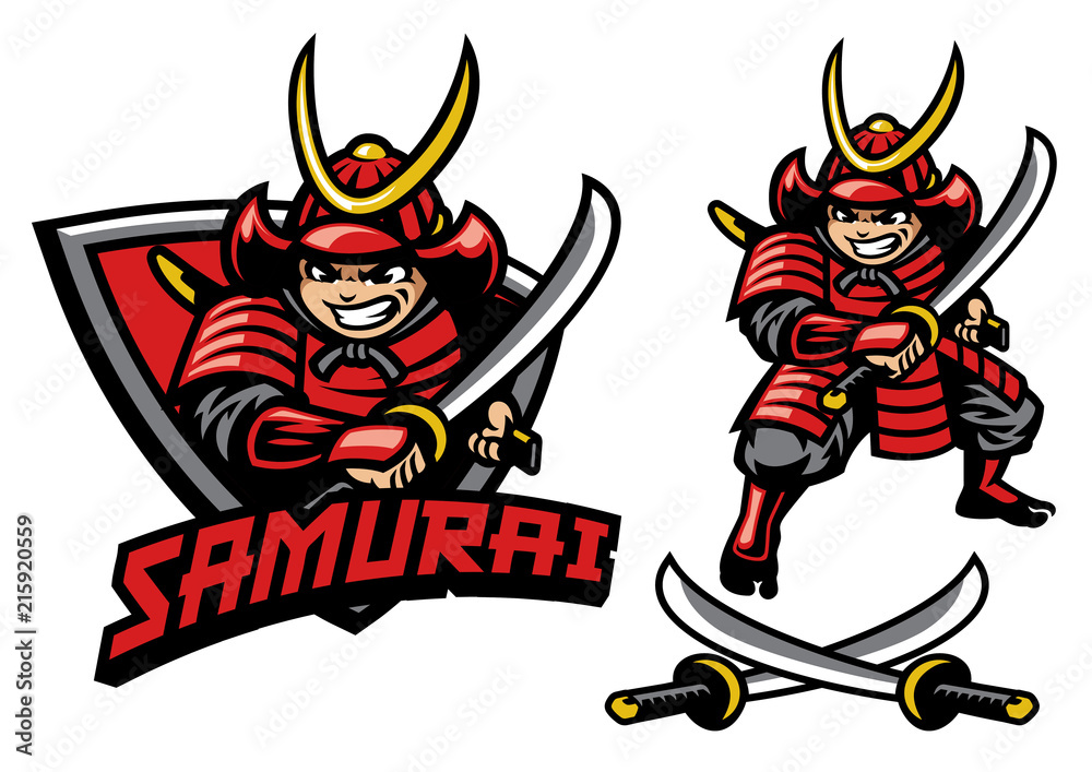 cartoon style of samurai warrior mascot Stock Vector | Adobe Stock