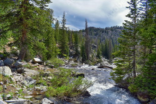 Wind River Range, Rocky Mountains, Wyoming, views from backpacking hiking trail to Titcomb Basin from Elkhart Park Trailhead going past Hobbs, Seneca, Island, Upper and Lower Jean Lakes as well as Pho photo