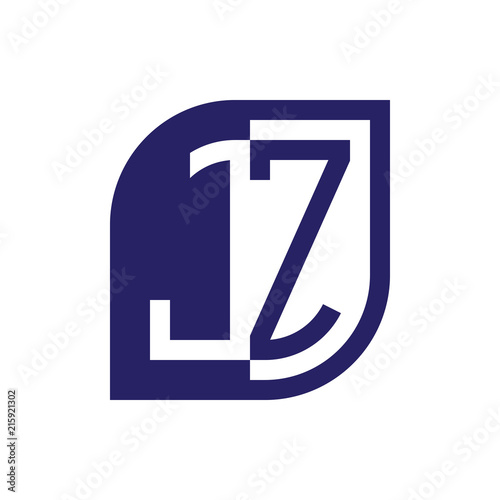 JZ initial letter emblem logo negative space