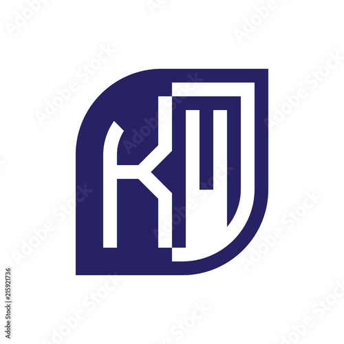 KM initial letter emblem logo negative space