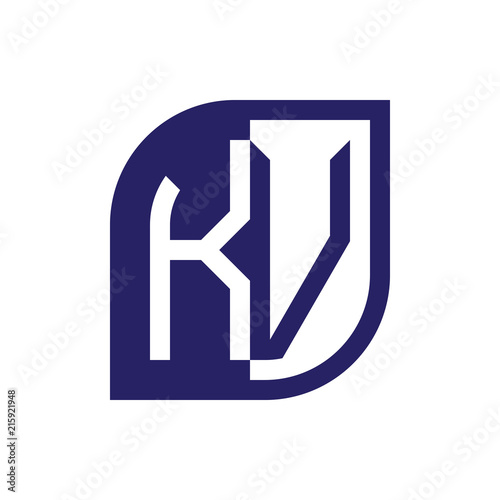 KV initial letter emblem logo negative space