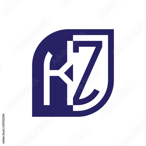 KZ initial letter emblem logo negative space