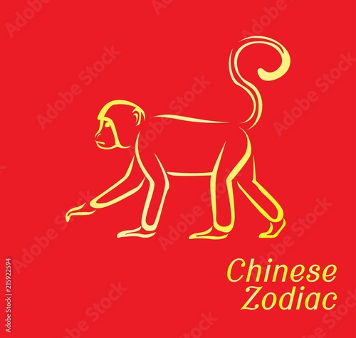 Chinese Zodiac Set Monkey Vector Illustration