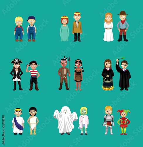 Couple Children Costume Cartoon Characters