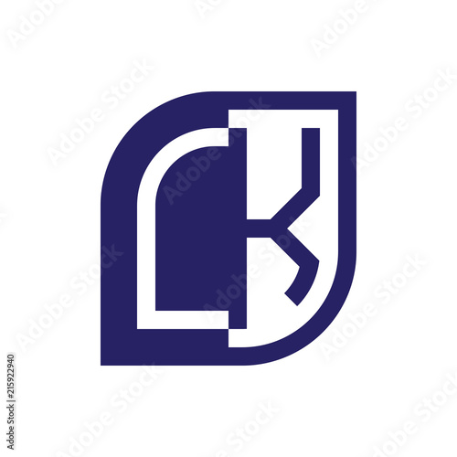 LK initial letter emblem logo negative space