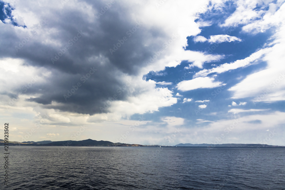 Storm clouds over the Greek coast