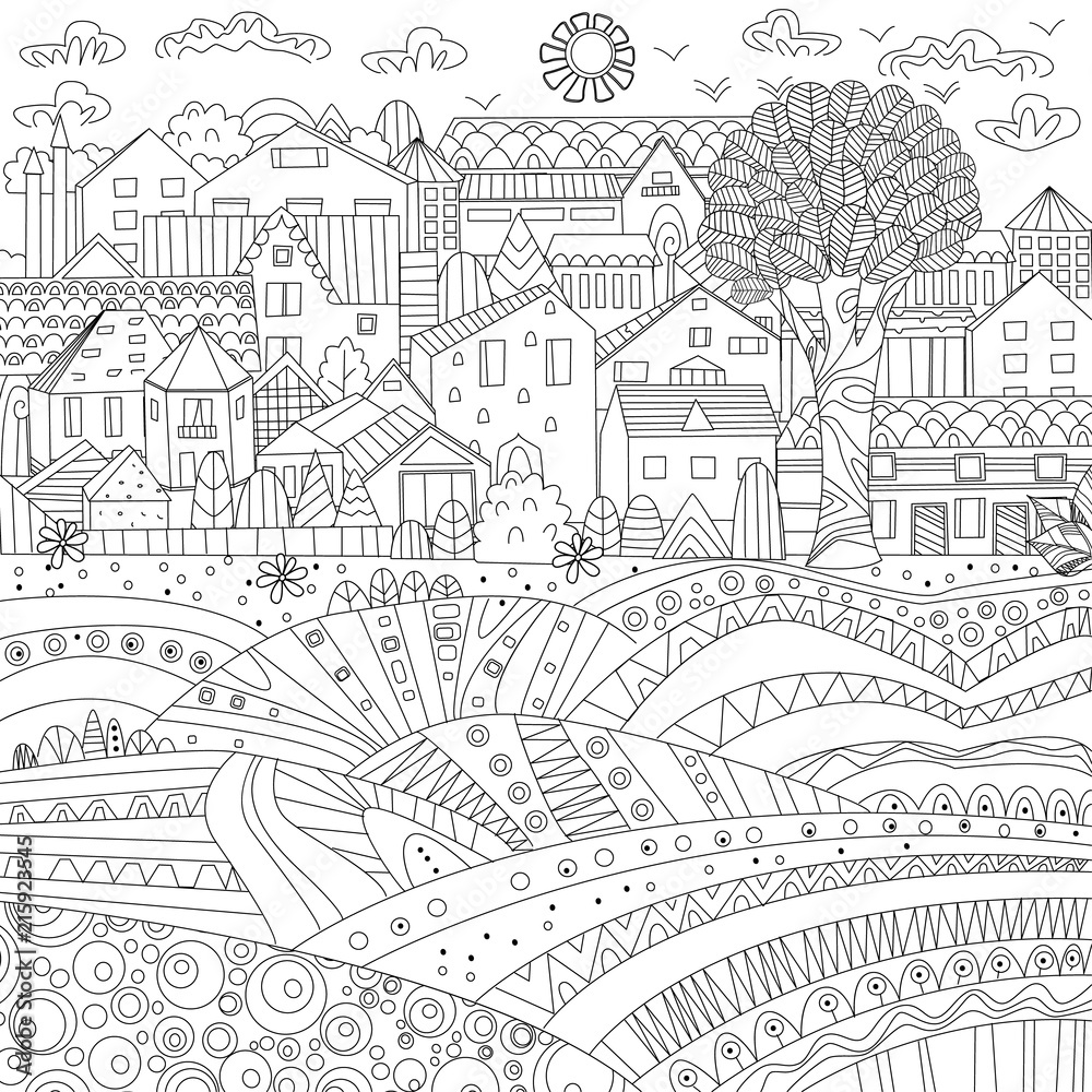fancy cityscape for your coloring book