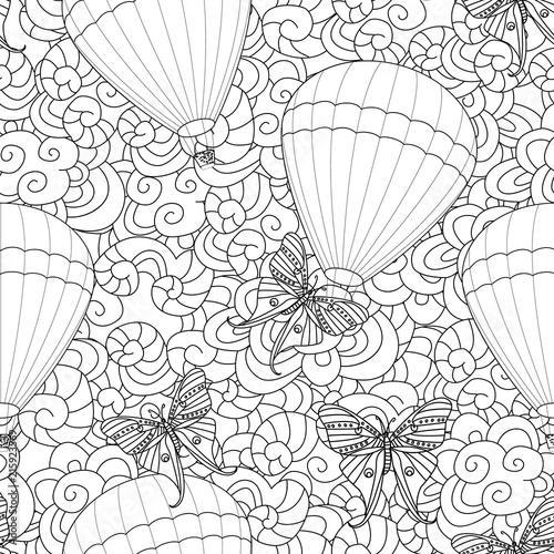 seamless texture with hot air balloons in the sky for your color