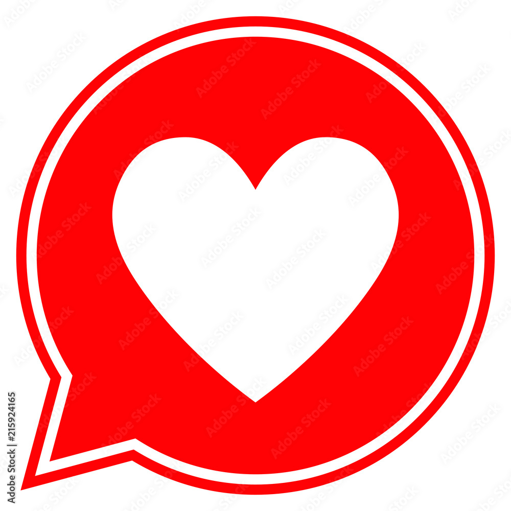 Heart in a speech bubble, vector love icon.