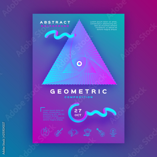 Colorful geometric background. Gradient fluid shapes composition. Futuristic design, purple blue magenta scarlet background. Vector poster template Eps10